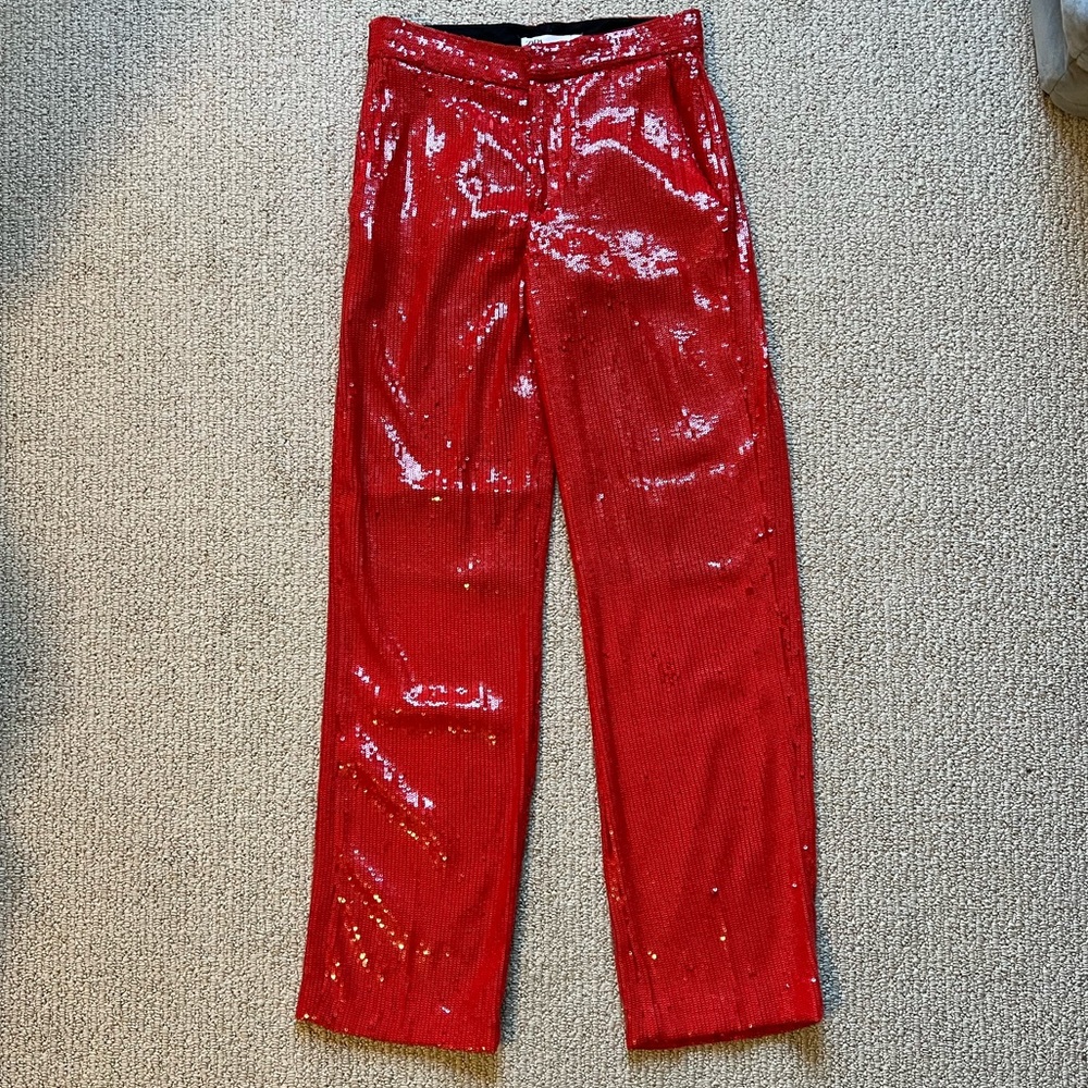 Red Sequin Pants